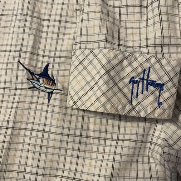 Guy Harvey Button Up Shirt Check Long Sleeve Blue Gray Black Men's Size Medium‎ - Picture 2 of 7